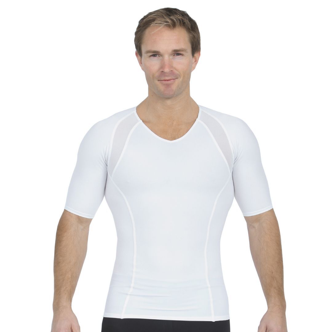 Insta Slim Compression Side & Back Power Mesh Panel V-Neck Shirt VS2307