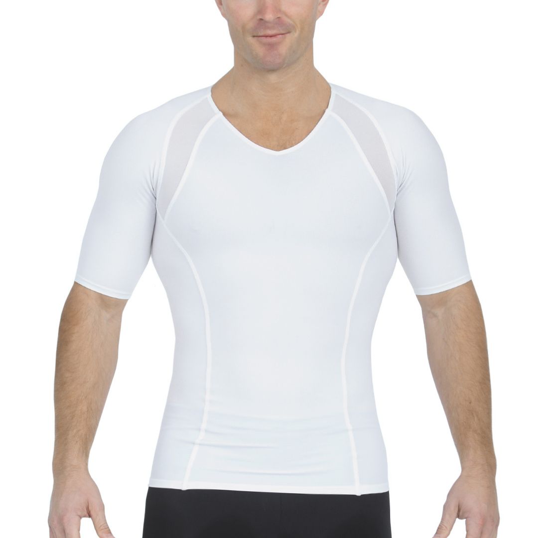 Insta Slim Compression Side & Back Power Mesh Panel V-Neck Shirt VS2307