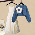 Plus Size Women's Spring Outfit Set with Stylish Top & Dress