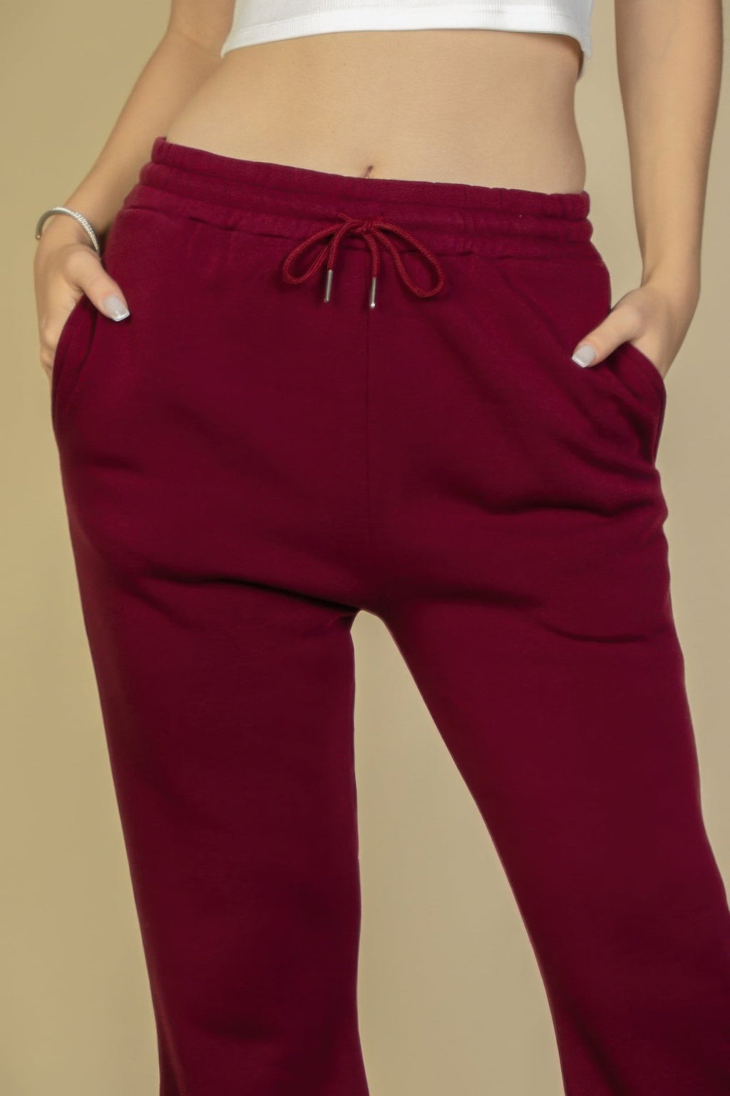 Drawstring Waist Slant Pocket Sweatpants See size chart under “more details”