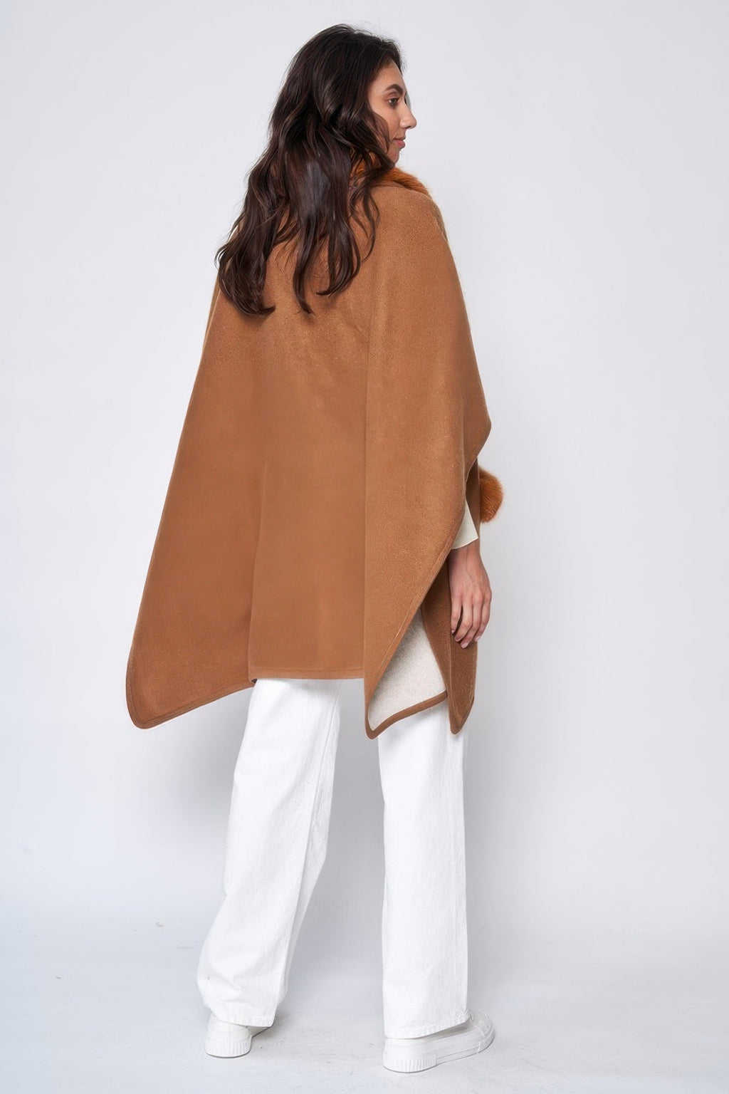 Faux Fur Collar Kimono See size chart under “more details”