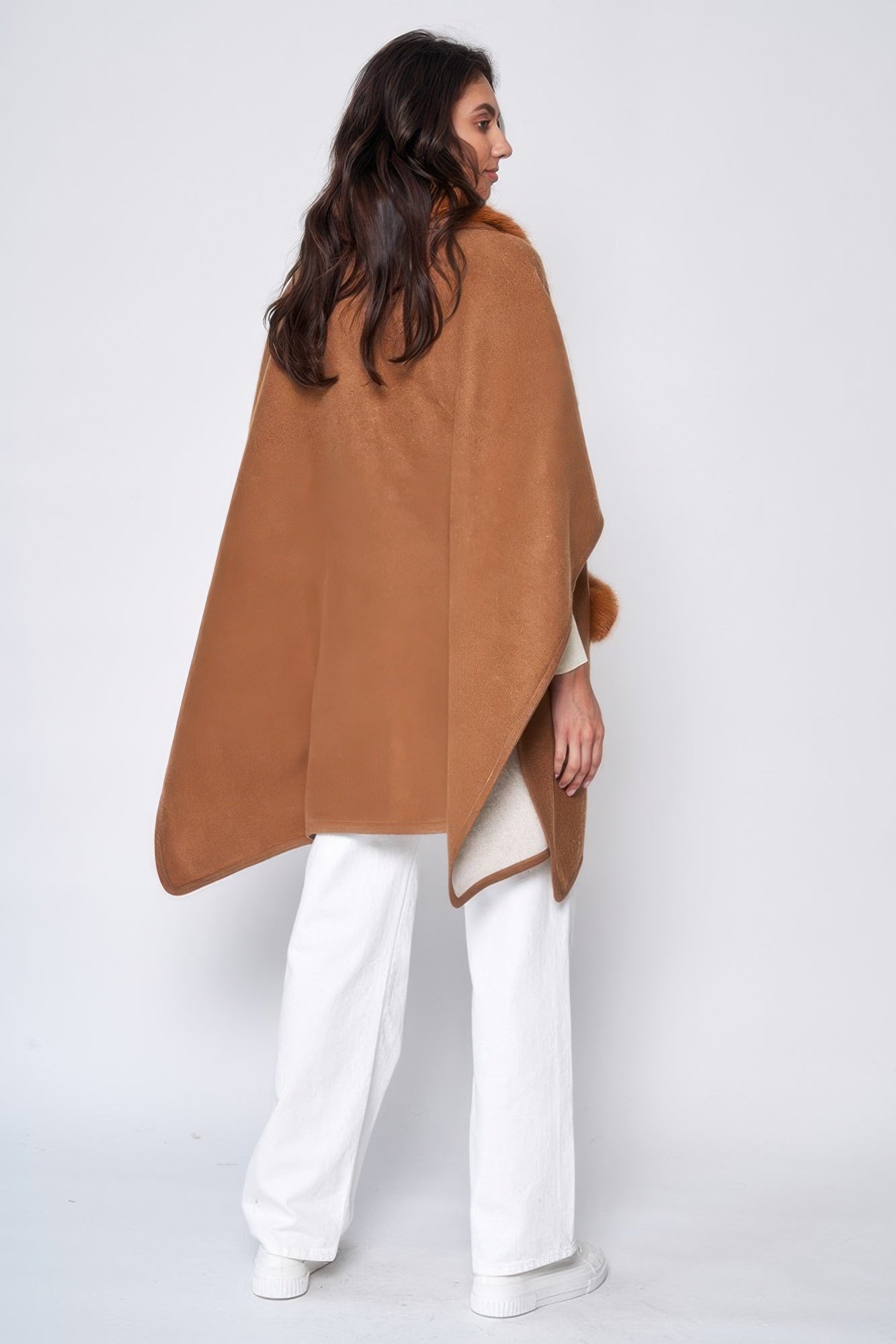 Faux Fur Collar Kimono See size chart under “more details”
