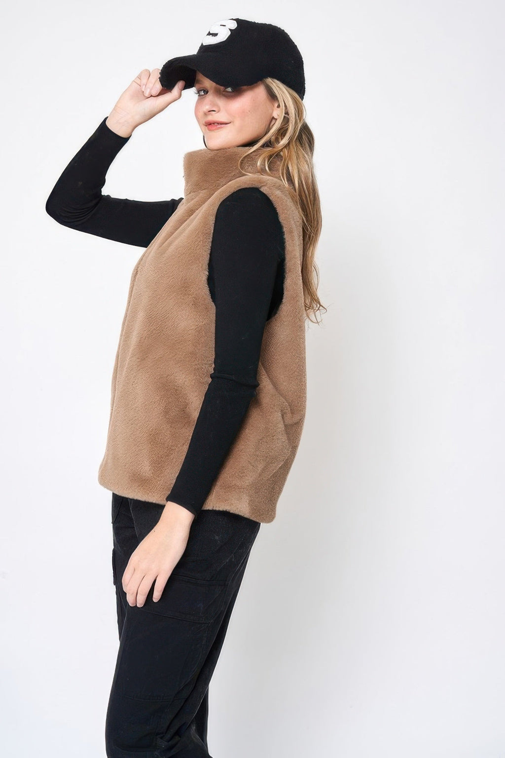 Solid Faux Fur Vest See size chart under “more details”
