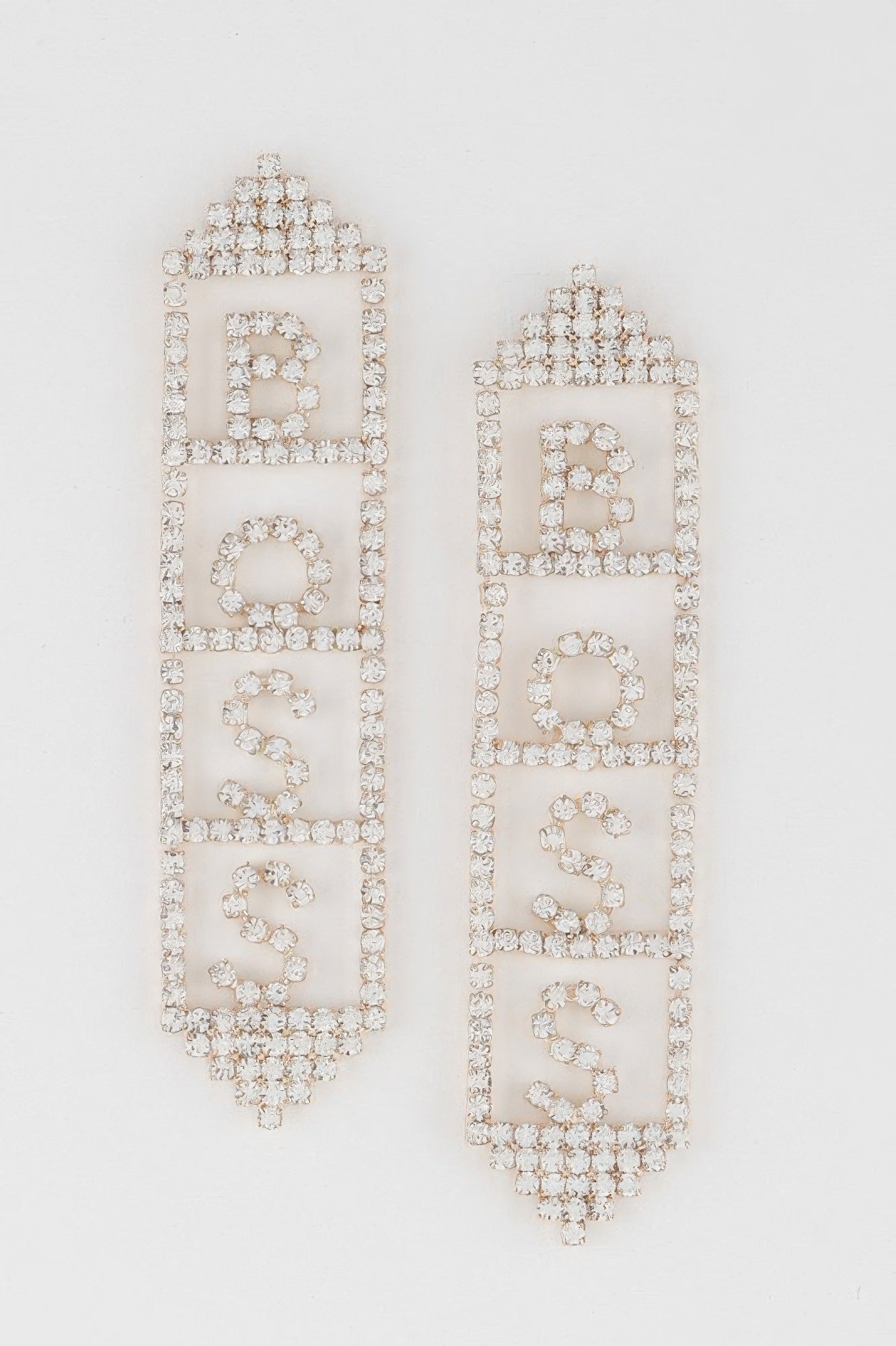 Boss Rhinestone Drop Earrings