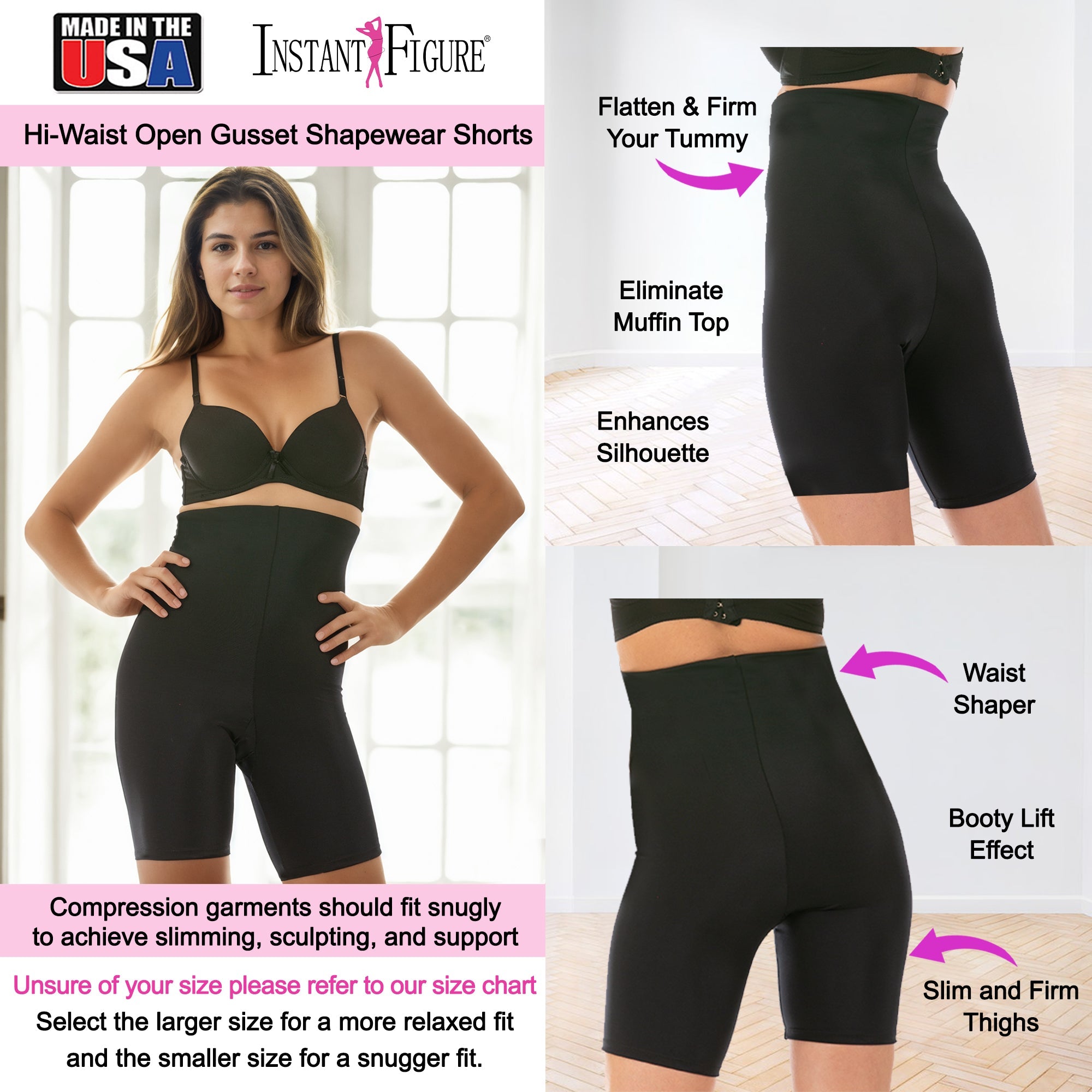 InstantFigure Hi-waist Shorts Open Gusset Shapewear WSH4211