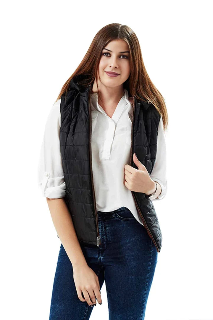 Hadley Black Leather Vest for Women in plus Sizes Too