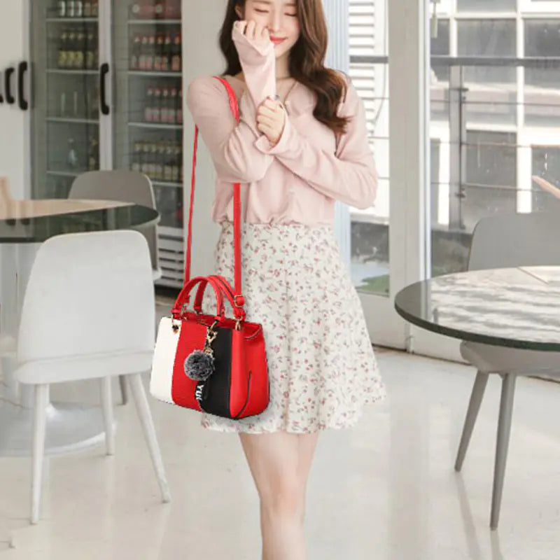 Striped Color Block Handbag - Shoulder & Crossbody Bag