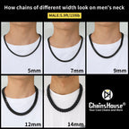 ChainsHouse Stainless Steel Mens Cuban Link Chain, Black/18K Gold Miami Cuban Chain Necklace, 5/7/9mm/12mm Width, No Tarnish& Durable Hip Hop Mens Jewelry, 18"-30", Send Gift Box 20 inches d. 12mm width-black