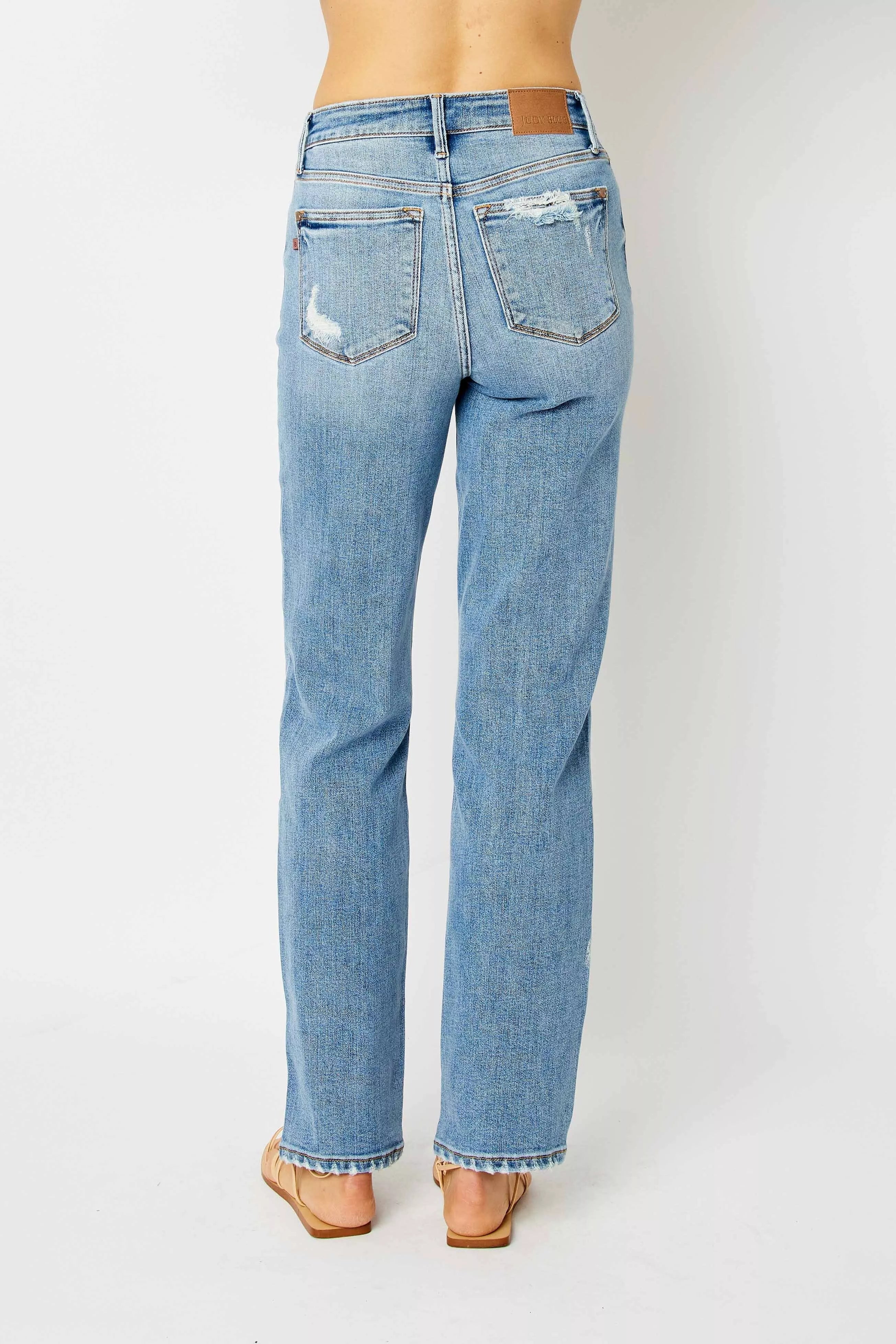 Judy Blue Full Size High Waist Straight Jeans with Heavy Destroy Plus Size
