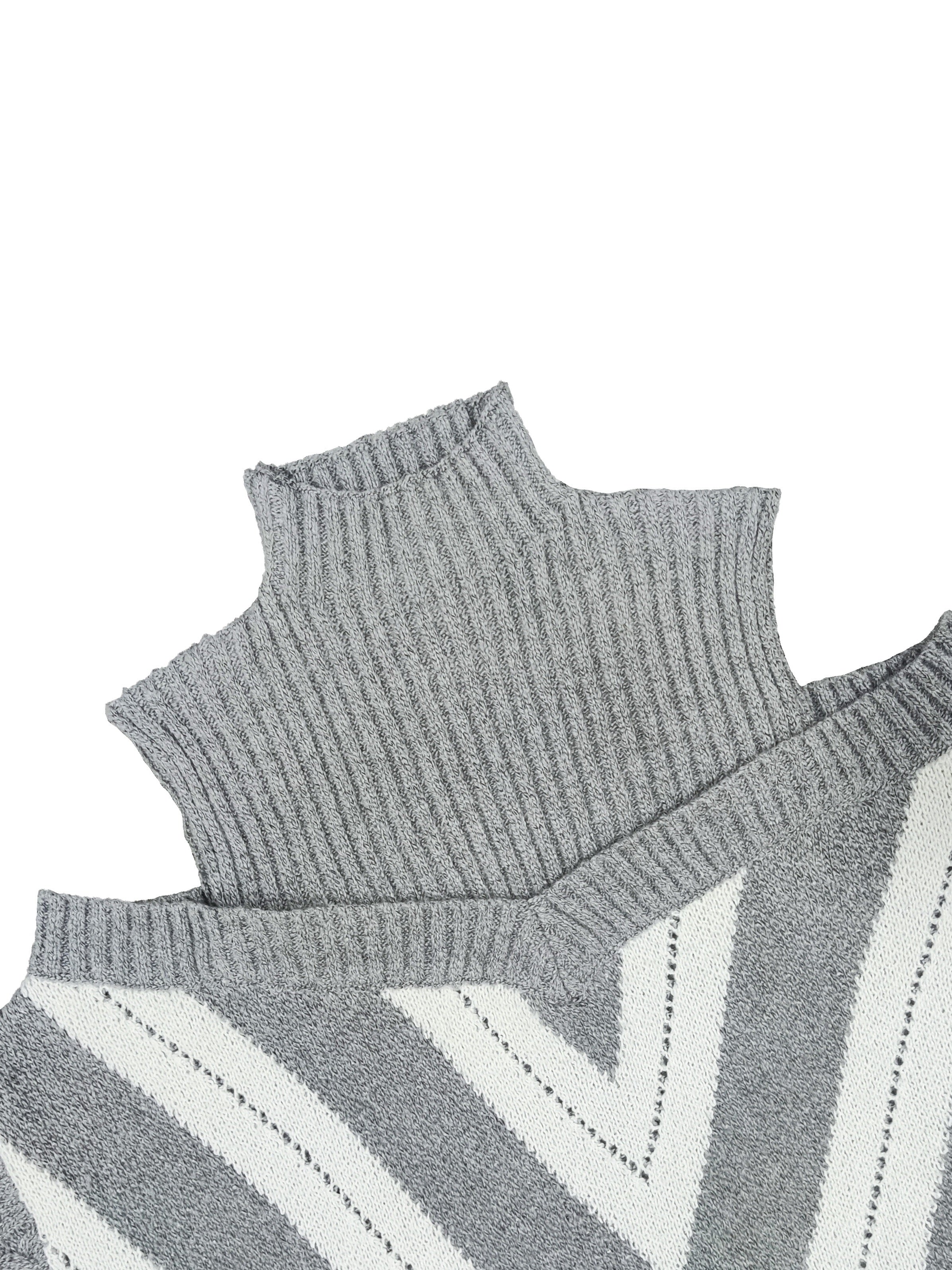 Elegant Plus Size Off Shoulder Striped Cable Knit Sweater