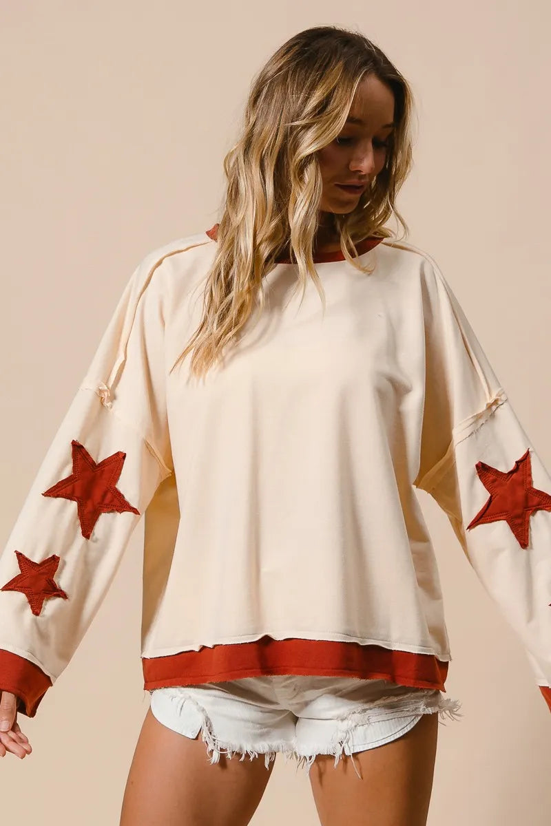 BiBi French Terry Top With Patch Detail Sweatshirt