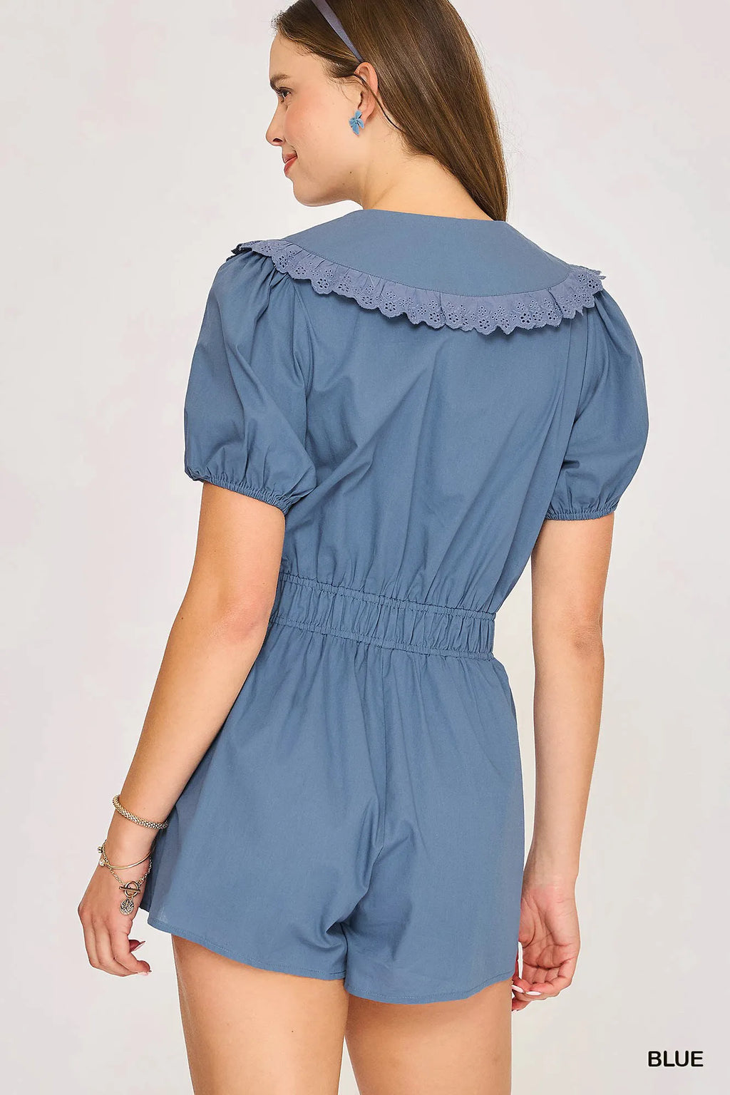 Collared Short Sleeve Button Down Romper