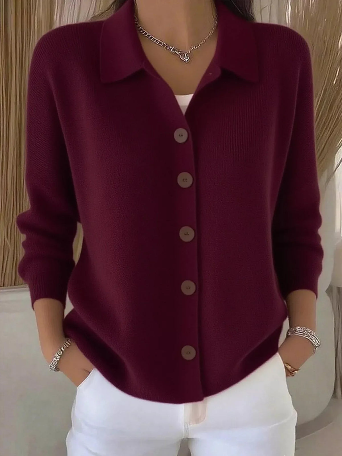 Full Size Button-Down Knit Cardigan Plus Size