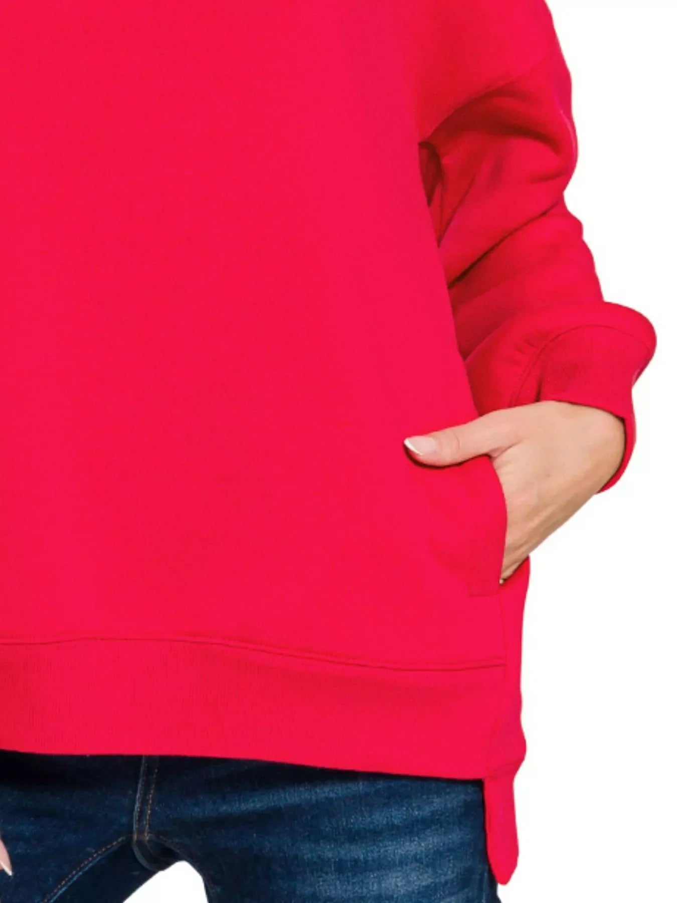 Full Size Fleece Hi-low Boyfriend Sweatshirts with Pockets Plus Size