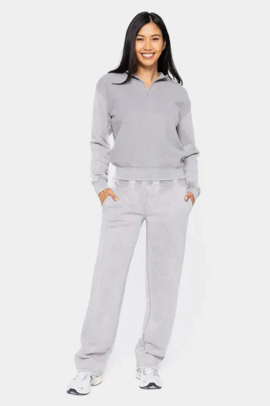 Mono B Elastic Waist Fleece Pants with Pockets