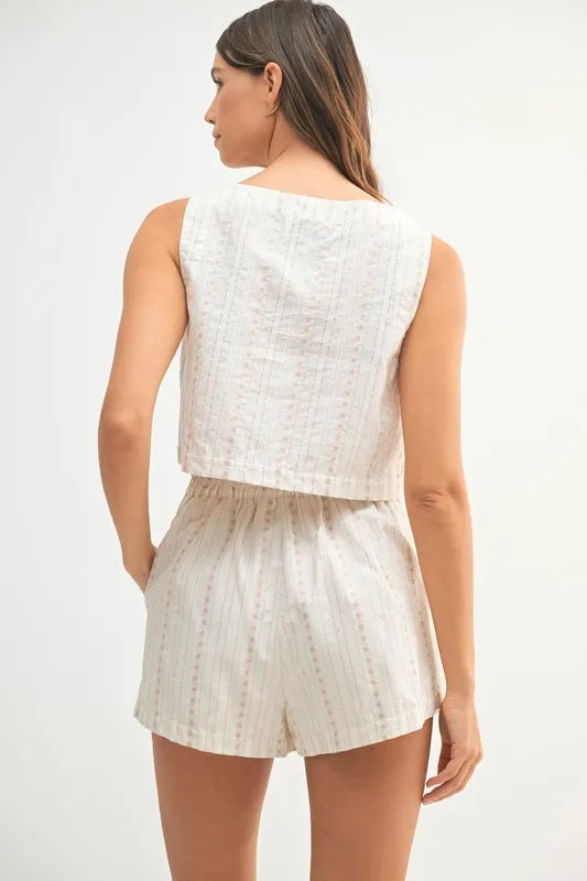 MABLE Square Neck Crop Top and Shorts Set
