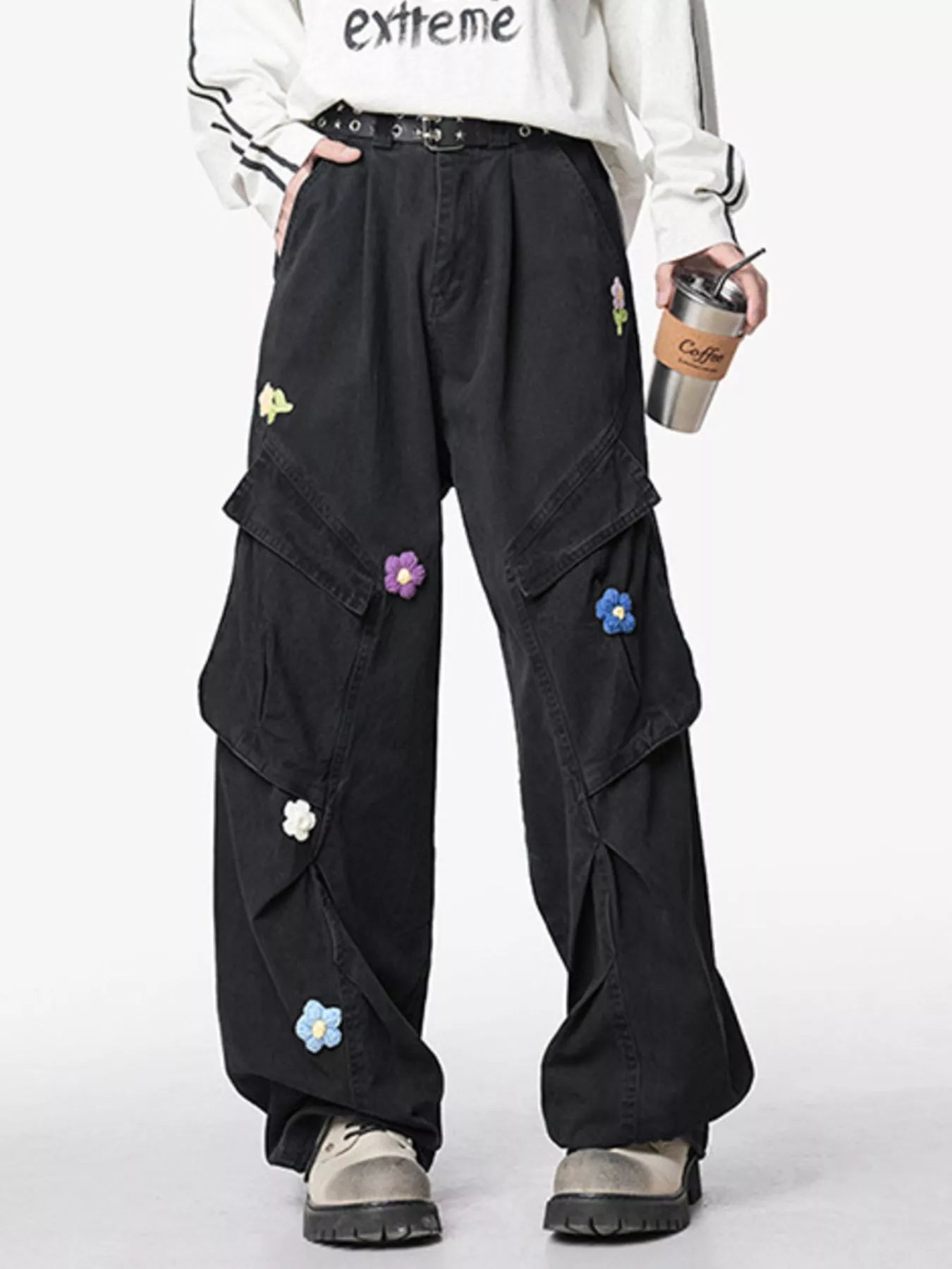 Men's Flower Wide Leg Pants
