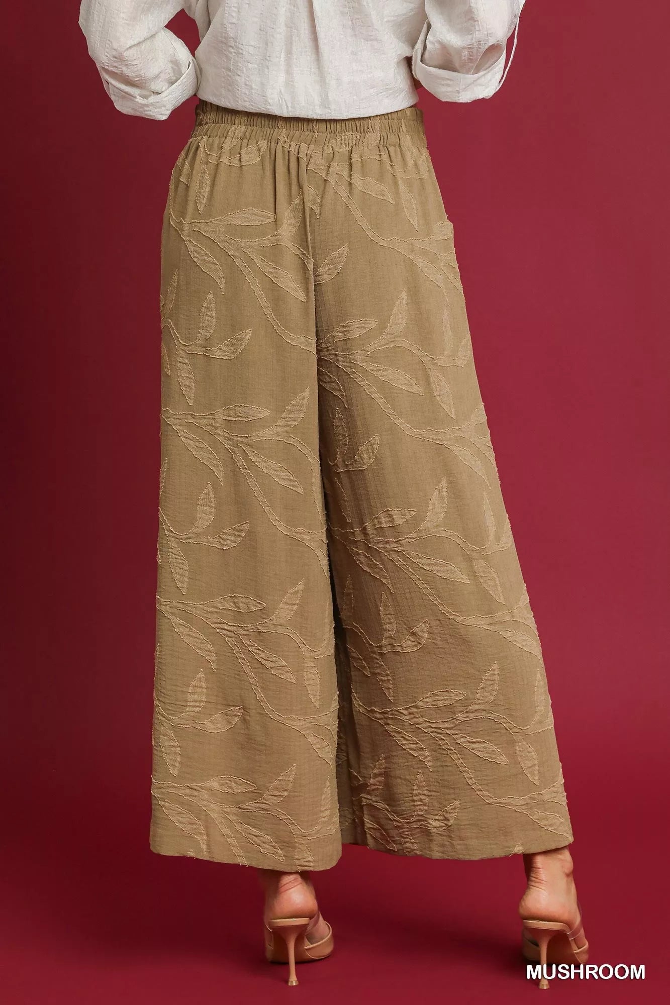 Umgee Jacquard Wide-Leg Pants
