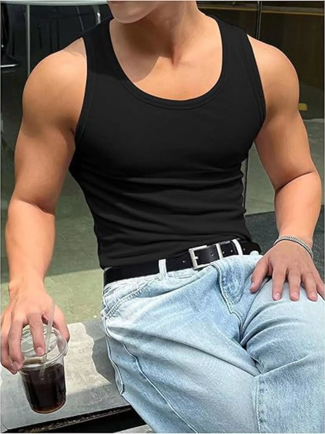 Men's Ribbed Round Neck Tank