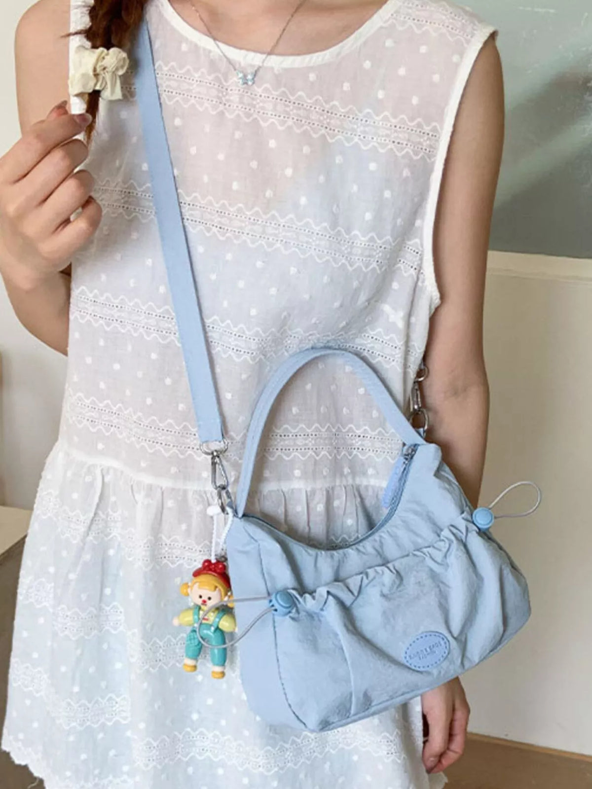Drawstring Ruched Lightweight Crossbody Bag