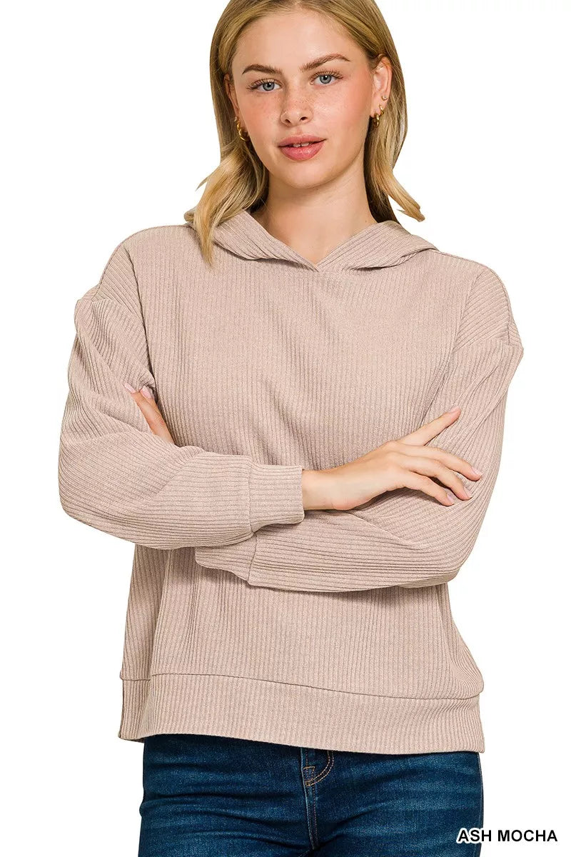 Ribbed Long Sleeve Hoodie