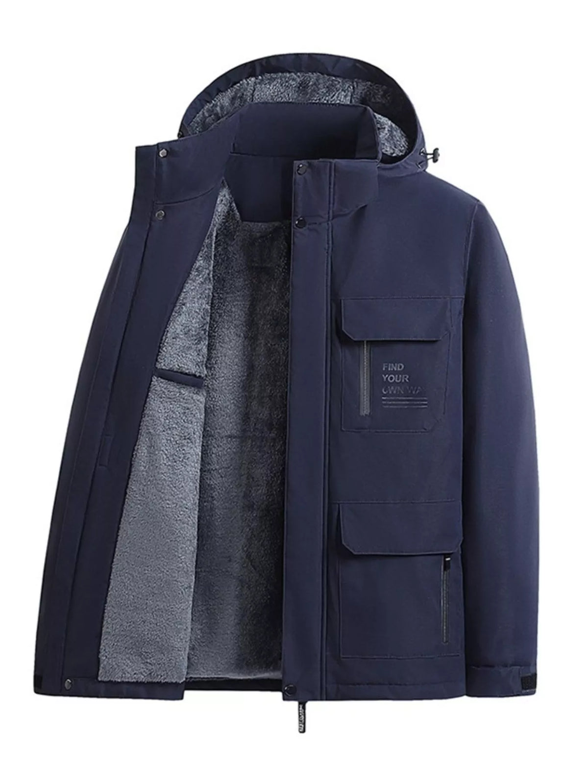 Men's Plus Size Warm Fleece Lined Hooded Winter Coat