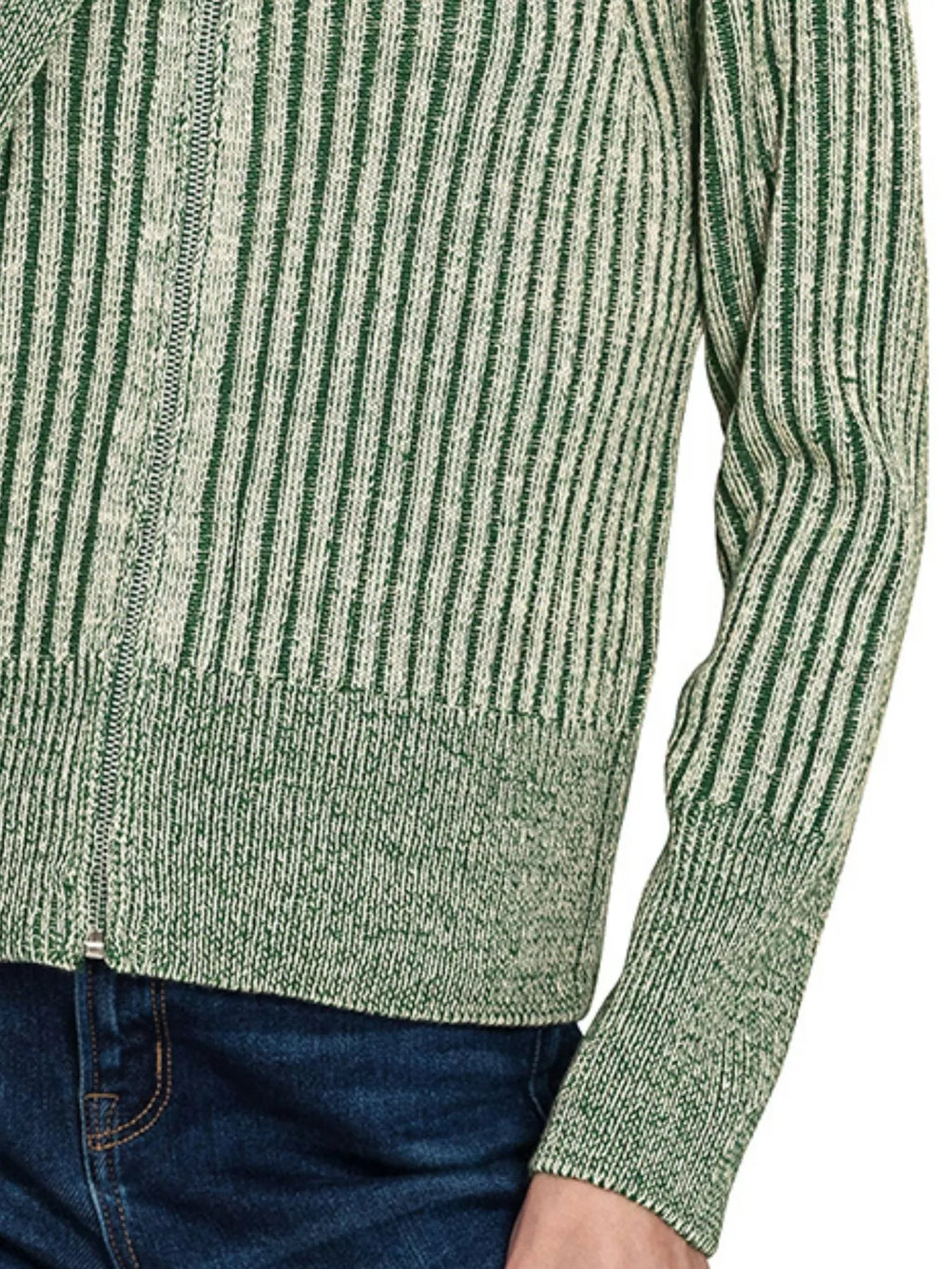 Zenana Ribbed Two Tone Zip Up Sweater Cardigan