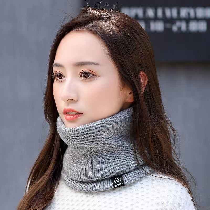 Warm Cold Proof Knitted Fleece Lined Thickened Versatile Wool Neck Scarf For Cervical Spine Protection