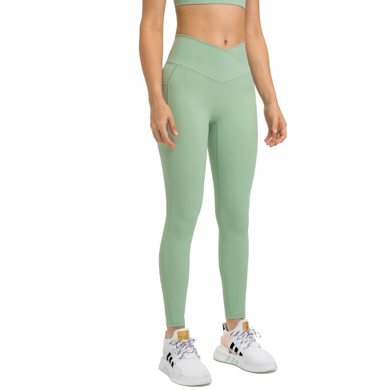 Cross-waistband Athletic Leggings For Women