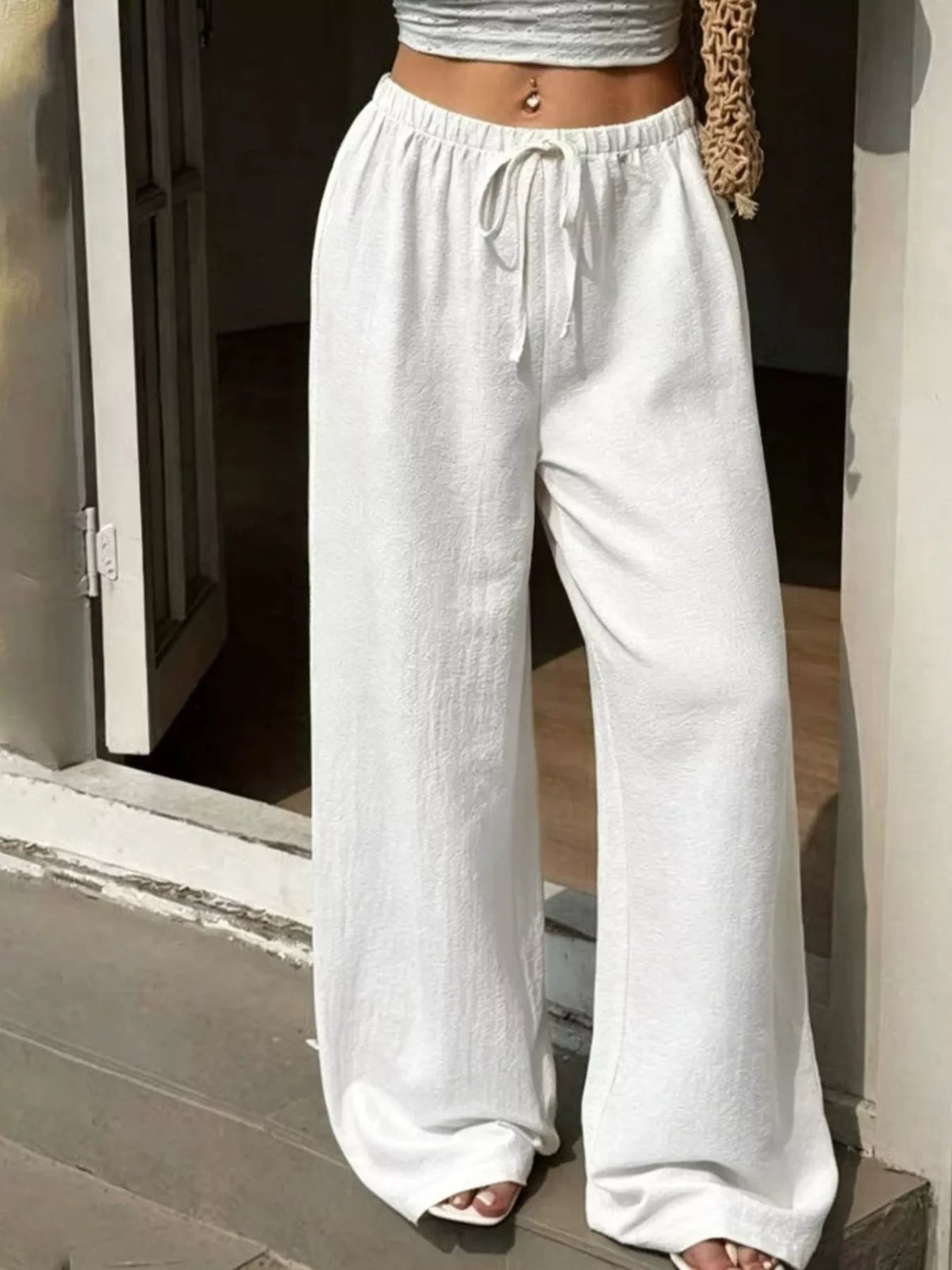 Plus Size Wide Leg Drawstring Pants