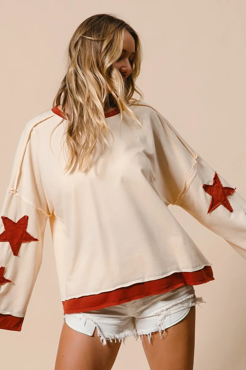 BiBi French Terry Top With Patch Detail Sweatshirt