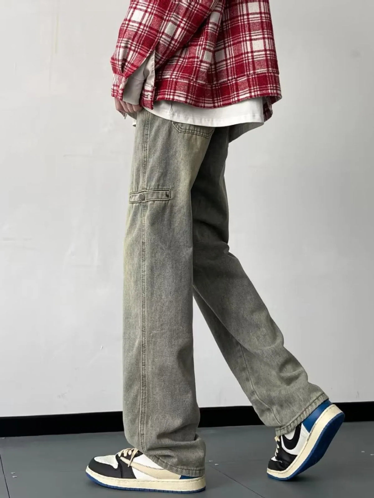 Men's Full Size Wash Loose Fit Jeans Plus Size