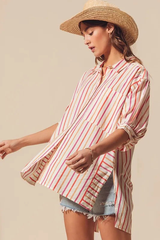 Multicolored Stripe Button Down Shirt