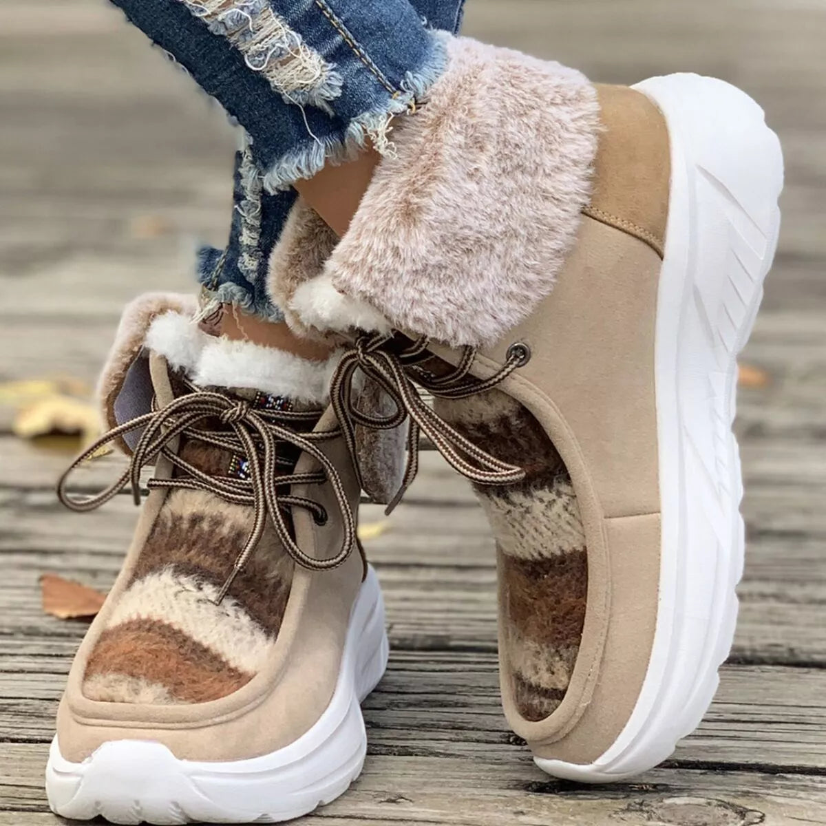 Warm Fur Lined Ankle Boots