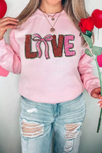 Bow Love Sequin Pattern Valentine Sweatshirt