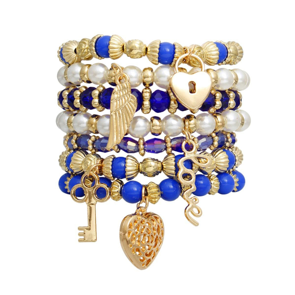 Women’s Pearl Bead Bracelet Blue and White Stylish Jewelry Accessory