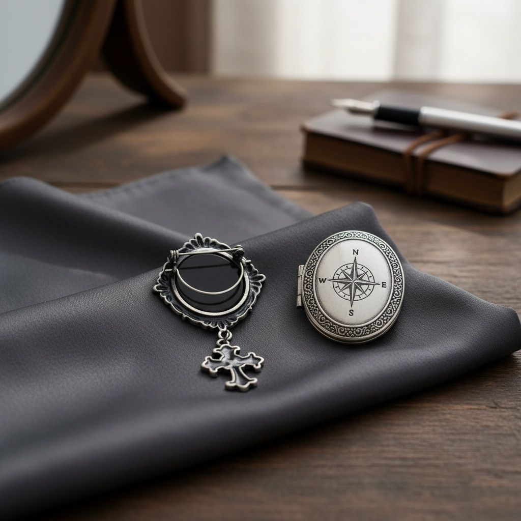 Antique Cross Brooch with Round Picture Frame Pin – Stylish Vintage Jewelry Accessory