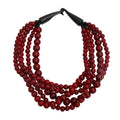 Statement Necklace Burgundy Bead Buffalo Horn Hook Stylish Chic Accessory