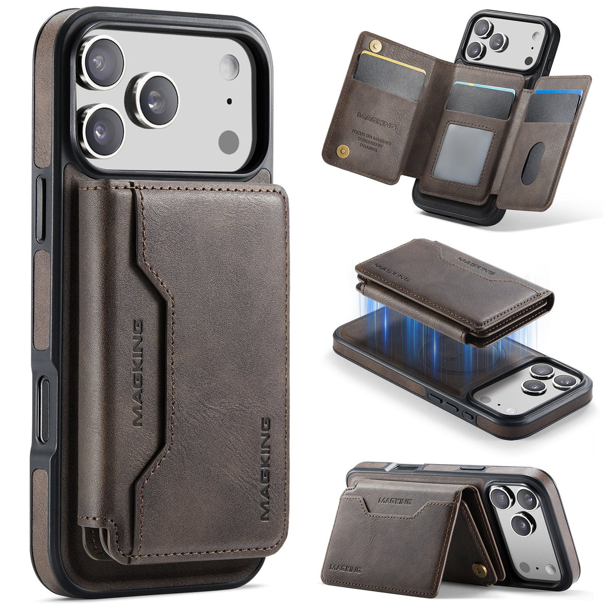Magnetic Wireless Charging Phone Case Protective Leather Cover
