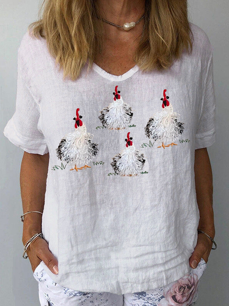 Artistic Retro Digital Print Pullover Top – Women’s Chinese Style