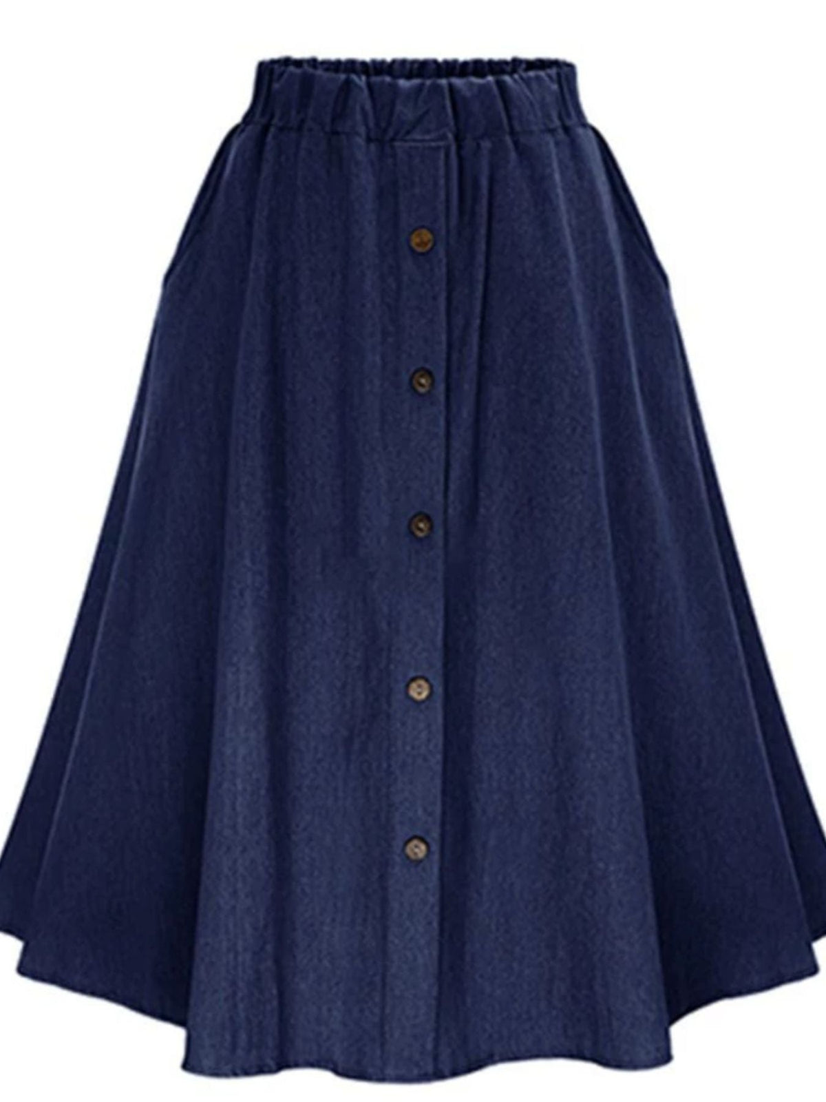 Full Size Button-Front Denim A-Line Skirt Plus Size