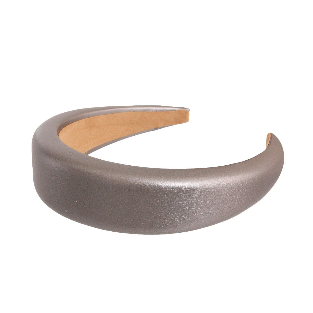 Leather Puffy Headband Silver Stylish Statement Accessory