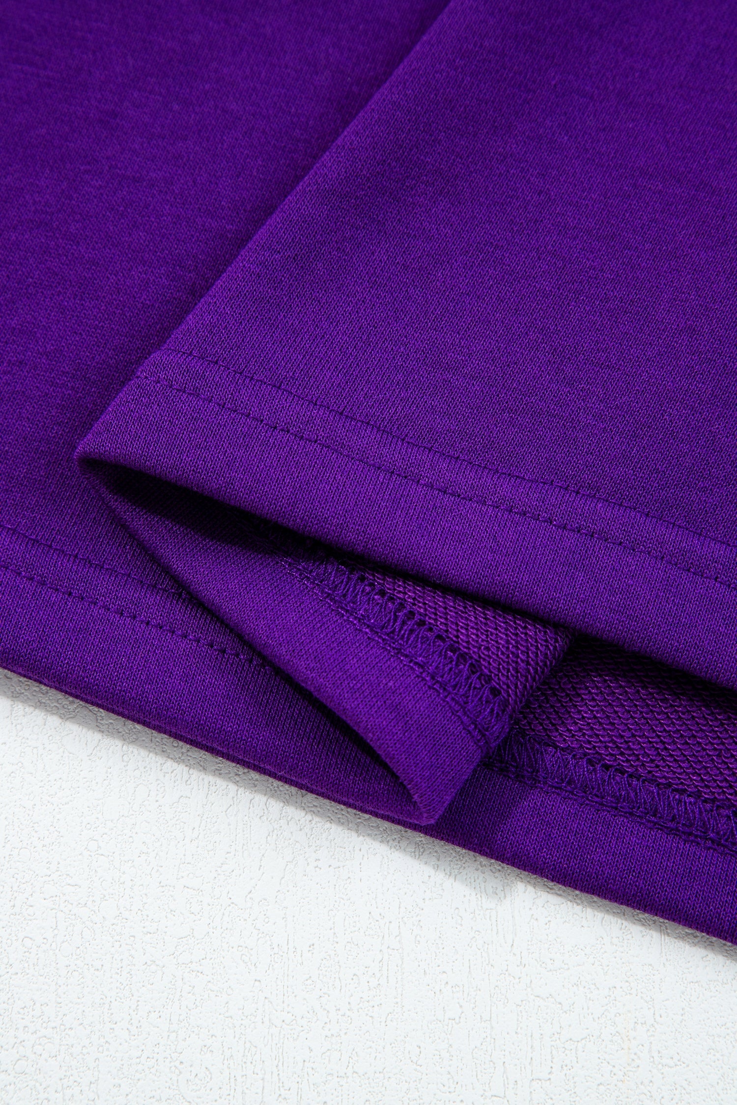 Tillandsia Purple Varsity Contrast Banded Sleeve Shift Sweatshirt Dress