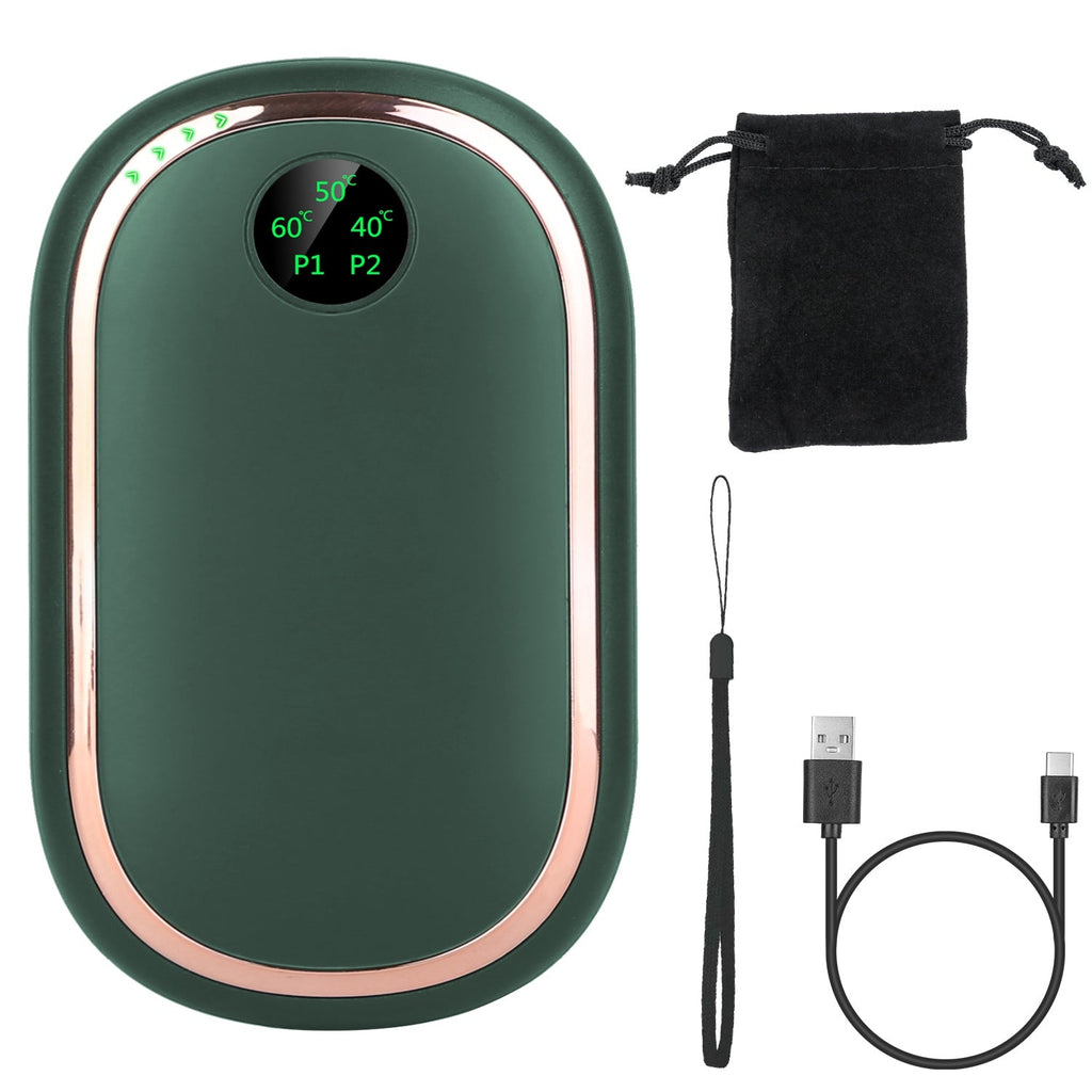 Rechargeable Hand Warmer Electric Hand Heater Portable Reusable Pocket Warmer Power Bank with Digital Display Sunset Light 3 Levels Double-sided Heati