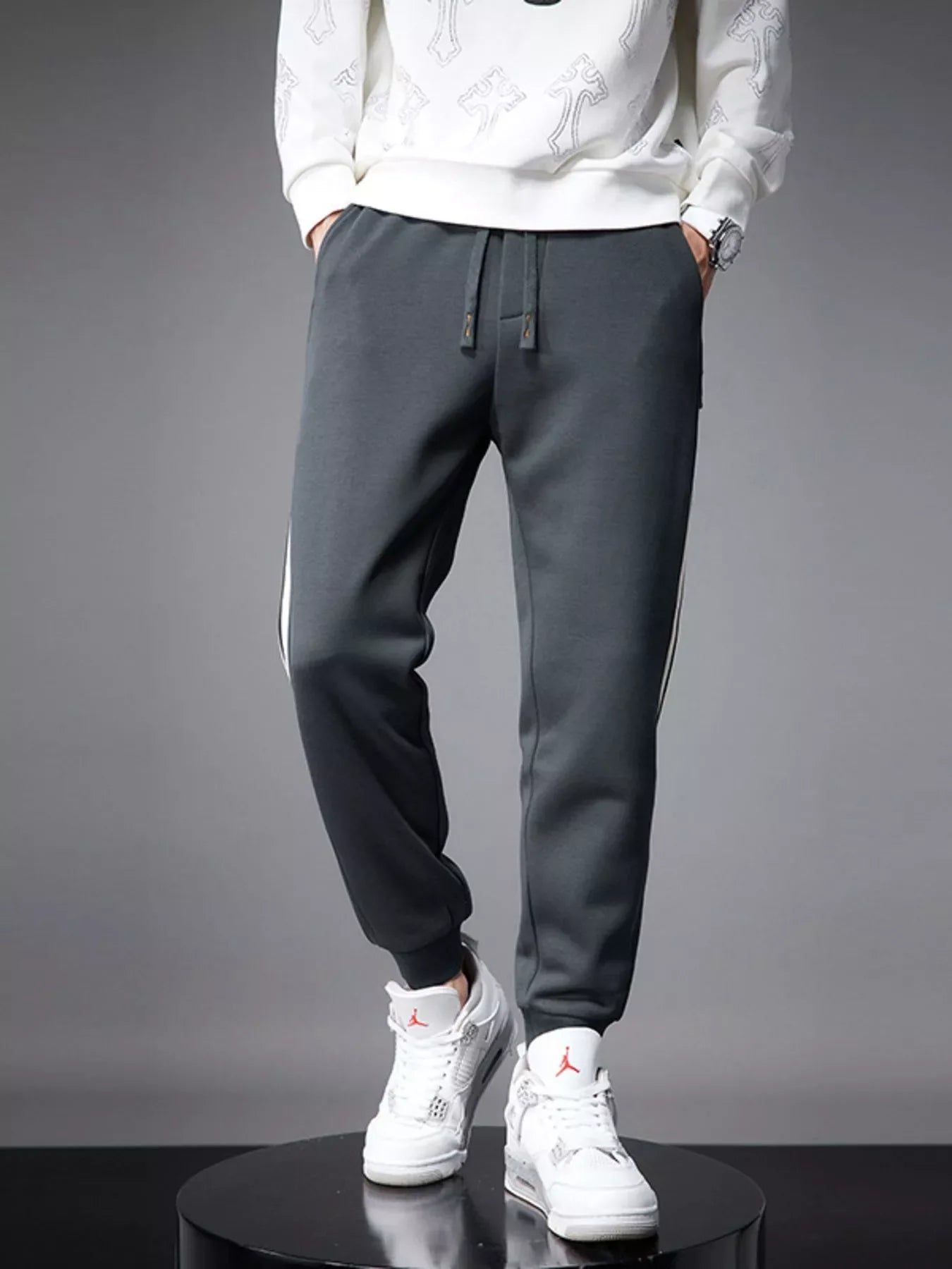 Men's Side Striped Drawstring Joggers