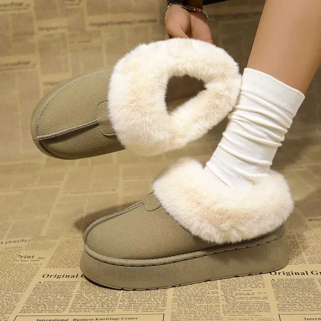 Fuzzy Platform Ankle Boots