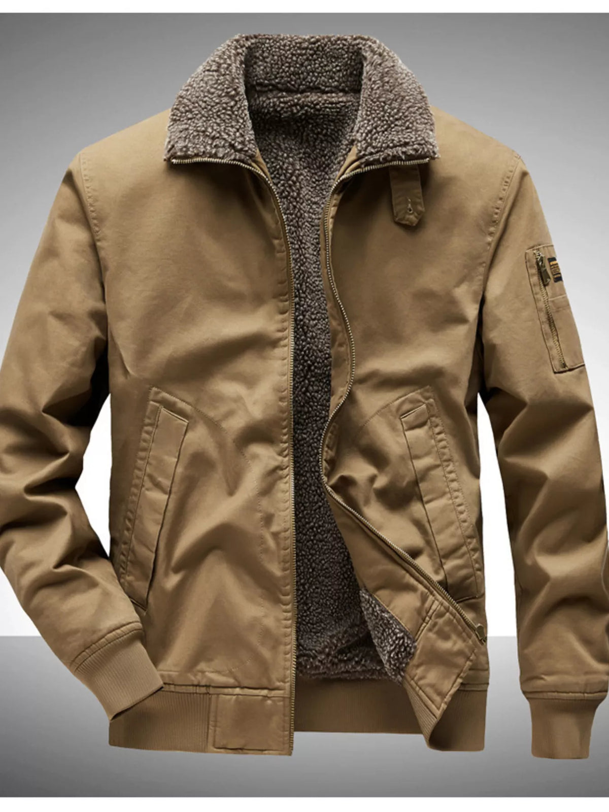 Men's Plus Size Winter Sherpa Lined Bomber Jacket