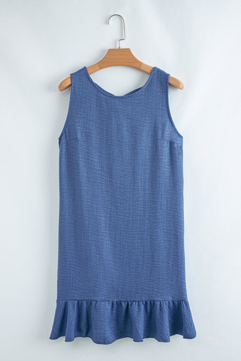 Knot Scoop Back Ruffle Hem Sleeveless Mini Dress