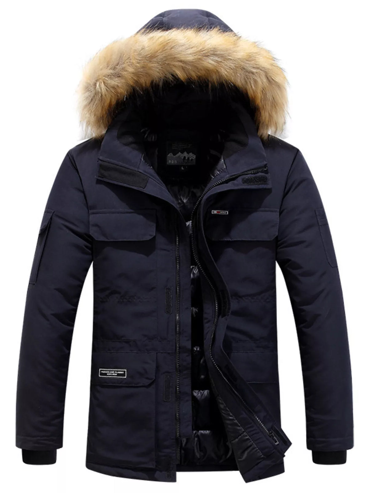 Men's Plus Size Fur Hooded Warm Winter Parka Coat