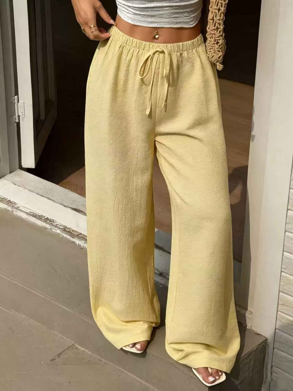 Plus Size Wide Leg Drawstring Pants